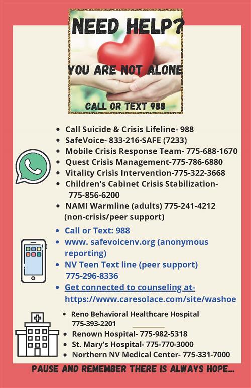 Information to do in a crisis. (Copy of PDF located below.)
